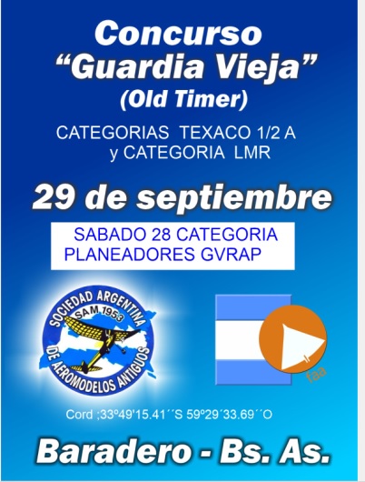 Concurso Guardia Vieja – Texaco 1/2 A, LMR y Planeadores GVRAP – Aeroclub Baradero – Pcia. Bs. As. 28 y 29/09/2024